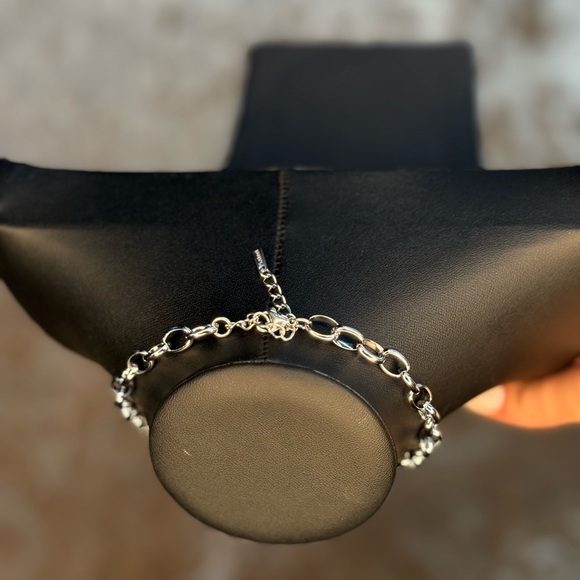 Water Resistant Silver Adjustable Circle Necklace - Picture 2 of 2